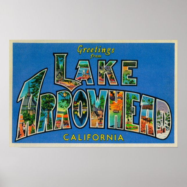 Lake Arrowhead, Kalifornien - Große Briefmarkensze Poster (Vorne)