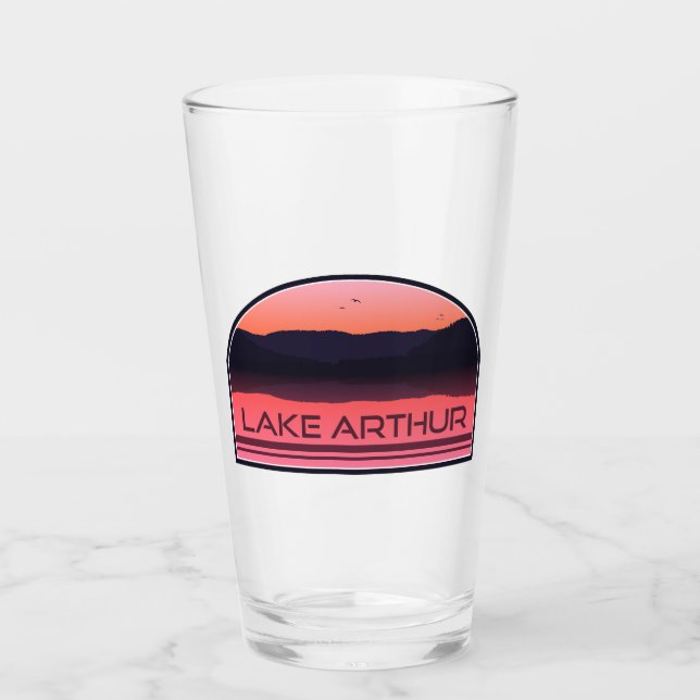 Lake Arthur Pennsylvania Red Sunrise Glas (Vorderseite)