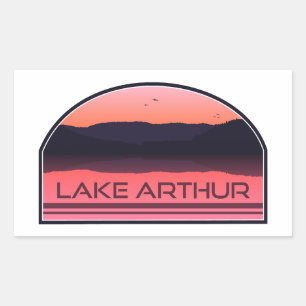 Lake Arthur Pennsylvania Red Sunrise Rechteckiger Aufkleber