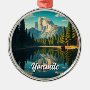 Lake at Yosemite National Park Halbedom Ornament Aus Metall