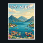 Lake Atitlán Guatemala Travel Postkarte<br><div class="desc">Lake Atitlán lies high in the Guatemalan Highlands, surrounded by steep green hills and three towering volcanoes that rise directly from the water’s edge. Formed thousands of years ago by a massive volcanic eruption that collapsed into a caldera, the lake is one of the deepest in Central America and often...</div>