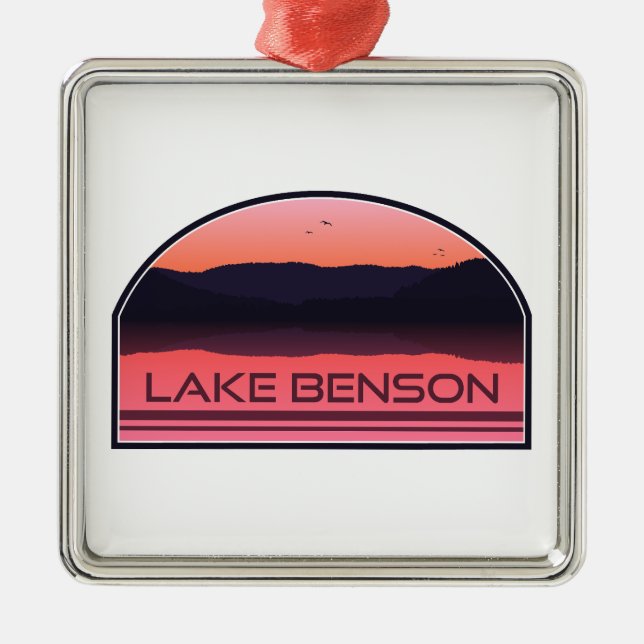 Lake Benson North Carolina Red Sunrise Ornament Aus Metall (Vorne)