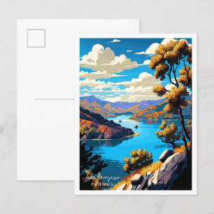 Lake Berryessa Kalifornien USA Reiseillustration Postkarte