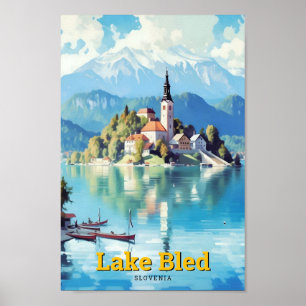 Lake Bled Slovenien Vintage Travel Poster