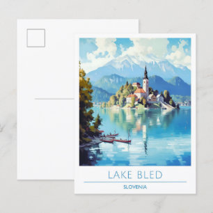 Lake Bled Slovenien Vintage Travel Postkarte