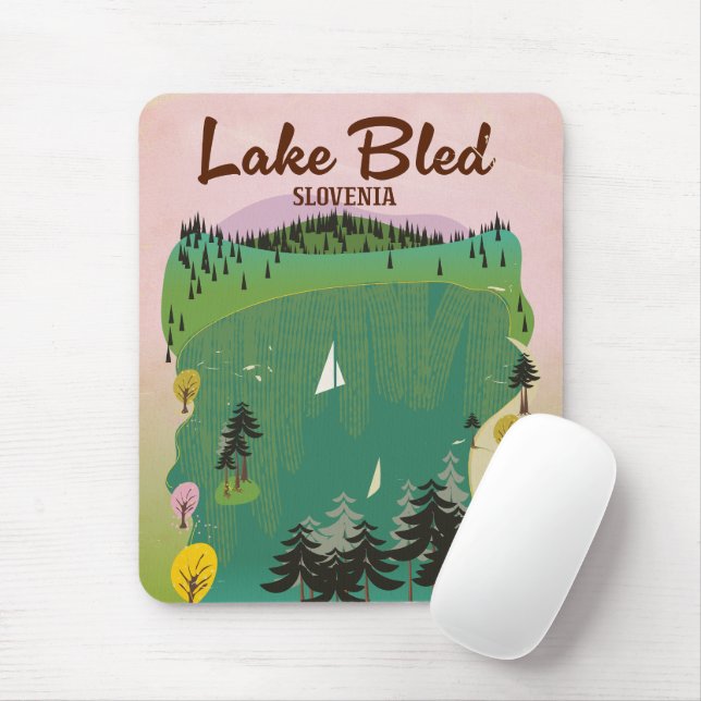 Lake Bled Vintages Reiseplakat Slowenien Mousepad (Mit Mouse)
