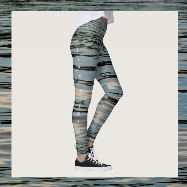 Lake Blue Beige Black Customizable Leggings (Von Creator hochgeladen)