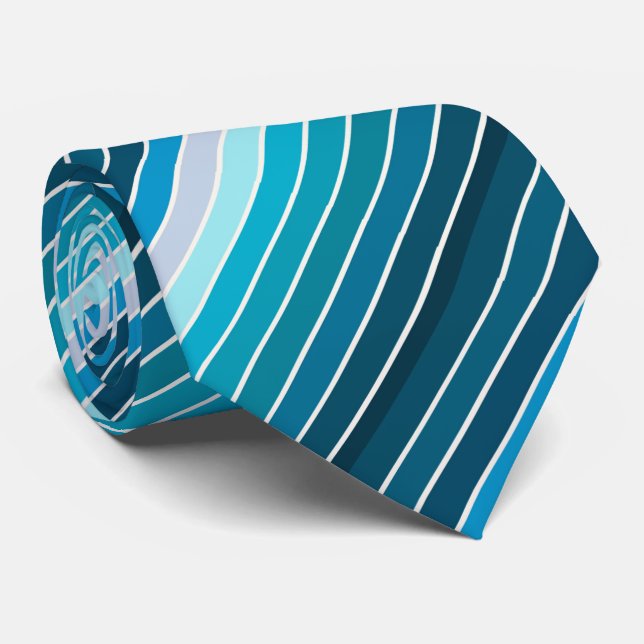 Lake Blue Stripes Herren Mode Krawatte (Gerollt)