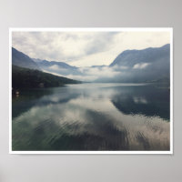 Lake Bohinj Slovenien Misty Mountain Water Foto