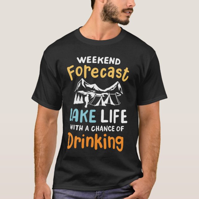 Lake Camping Drinking girl T-Shirt (Vorderseite)