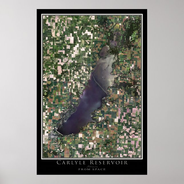 Lake Carlyle Illinois Satellite Poster Karte (Vorne)