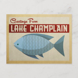 Lake Champlain Fish Vintage Travel Postkarte