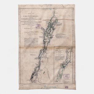 Lake Champlain Lake George Crown Point Map (1776) Küchentuch