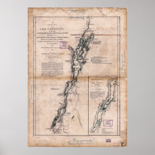 Lake Champlain Lake George Crown Point Map (1776) Poster