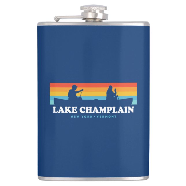 Lake Champlain New York Vermont Canoe Flachmann (Vorderseite)
