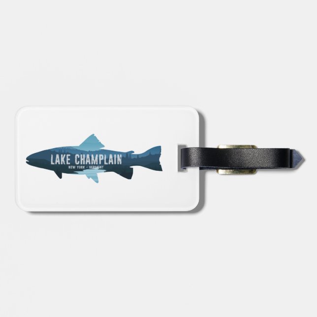 Lake Champlain New York Vermont Fische Gepäckanhänger (Rückseite horizontal)