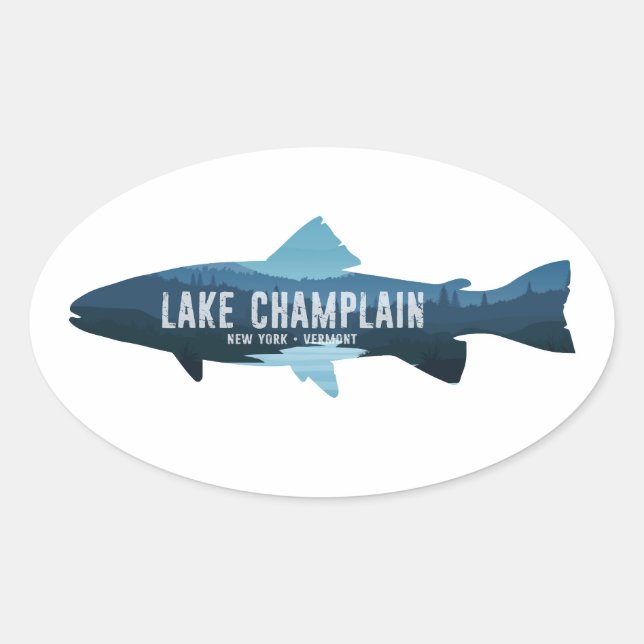 Lake Champlain New York Vermont Fish Ovaler Aufkleber (Vorderseite)