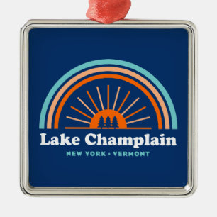 Lake Champlain New York Vermont Rainbow Ornament Aus Metall