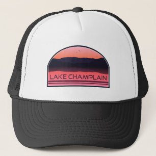 Lake Champlain New York Vermont Roter Sonnenaufgan Truckerkappe