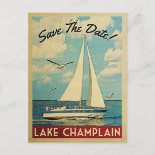 Lake Champlain Save the Date Sailboat Nautical Ankündigungspostkarte