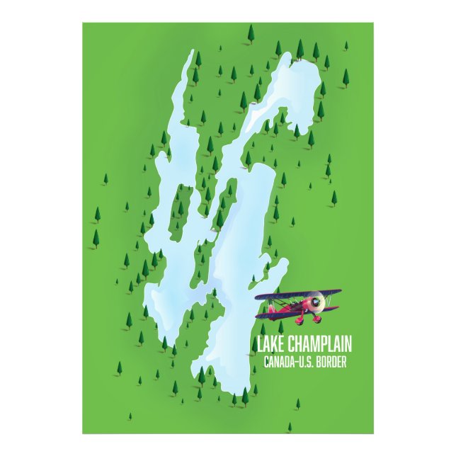 Lake Champlain USA Canada Map Poster (Vorne)