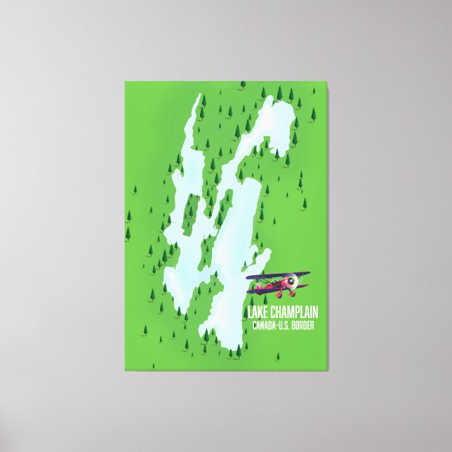 Lake Champlain USA Canada Map Poster Leinwanddruck (Vorderseite)
