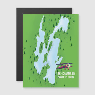 Lake Champlain USA Canada Map Poster Magnetkarte