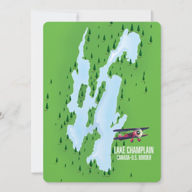 Lake Champlain USA Kanada Kartenposter (Vorderseite)