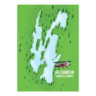 Lake Champlain USA Kanada Kartenposter Fotodruck