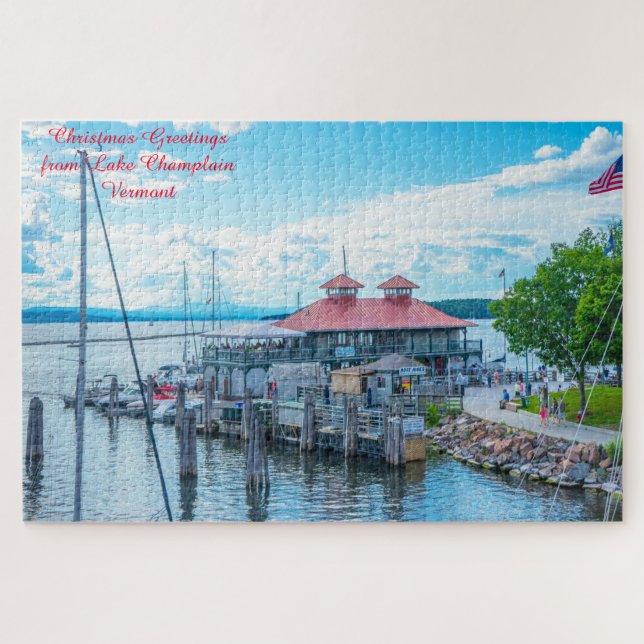 Lake Champlain Vermont.Christmas Greetings Jigsaw Puzzle (Horizontal)