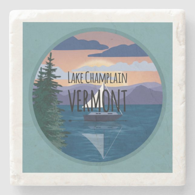 Lake Champlain Vermont Reisedesign Steinuntersetzer (Vorderseite)