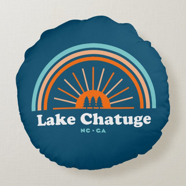 Lake Chatuge North Carolina Georgia Rainbow Throw Rundes Kissen (Rückseite)