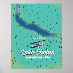 Lake Chelan Washington Karte Poster