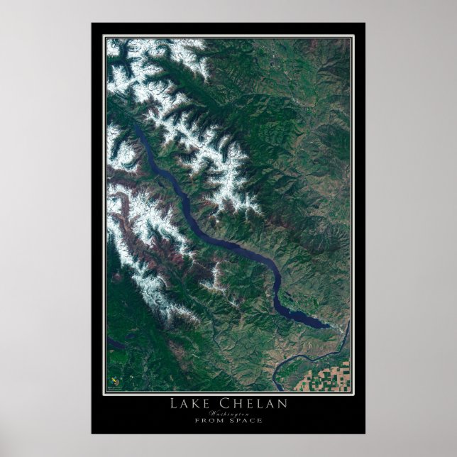 Lake Chelan Washington Satellite Poster Map (Vorne)