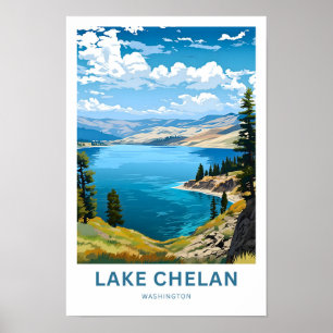 Lake Chelan Washington Travel Print Poster