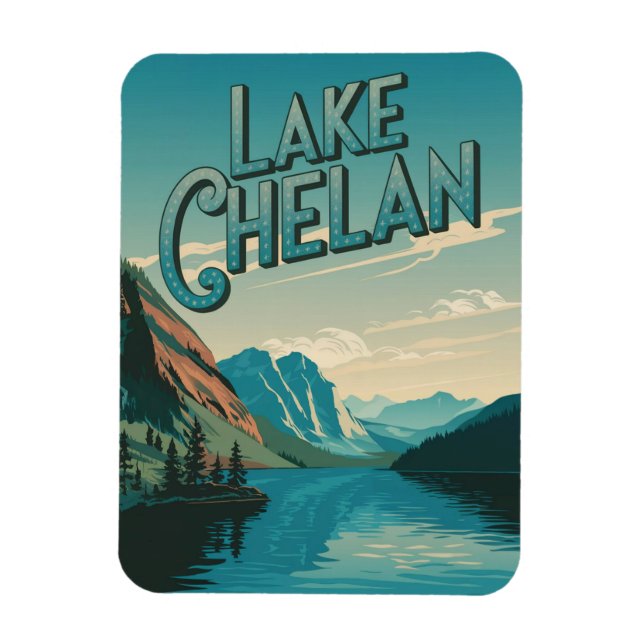Lake Chelan Washington Vintag Magnet (Vertikal)