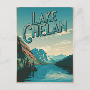 Lake Chelan Washington Vintage Postkarte