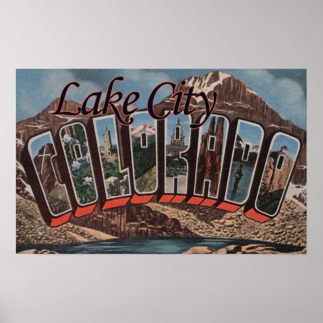Lake City, Colorado - Große Briefmarkenszenen Poster (Vorne)