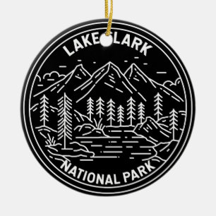 Lake Clark National Park Alaska Vintage Monoline Keramik Ornament