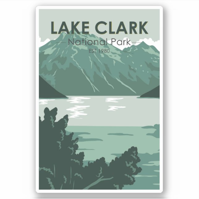 Lake Clark Nationalpark Alaska Vintag Aufkleber (Vorderseite)