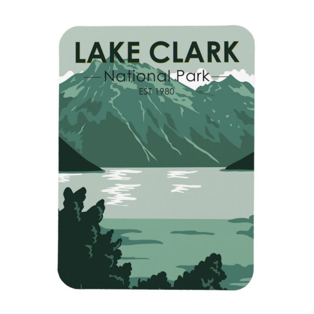 Lake Clark Nationalpark Alaska Vintag Magnet (Vertikal)