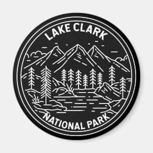 Lake Clark Nationalpark Alaska Vintag Monoline Magnet