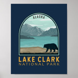 Lake Clark Nationalpark Vintages Emblem Poster