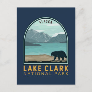 Lake Clark Nationalpark Vintages Emblem Postkarte