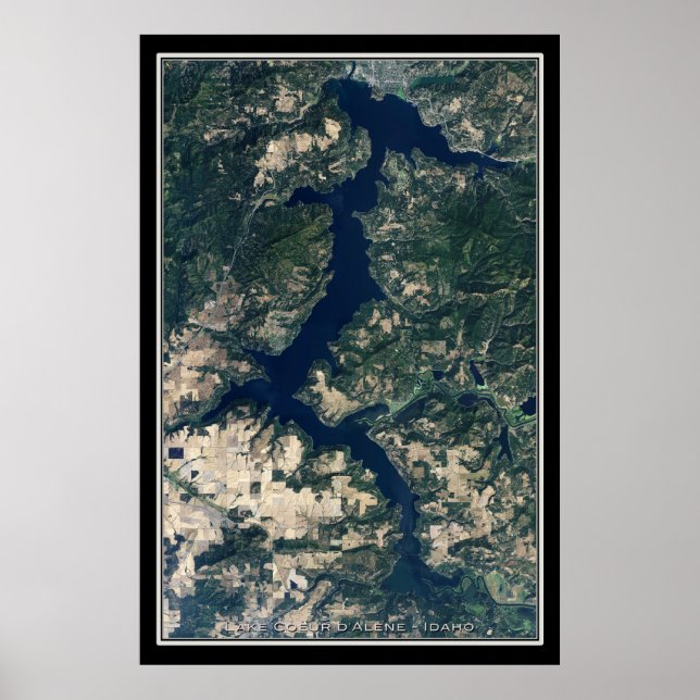 Lake Coeur d'Alene Idaho Satellite Poster Karte (Vorne)