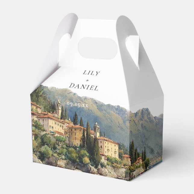 Lake Como Italien  Wasserfarben-Geschenkbox zur Ho Geschenkschachtel (Vorderseite)
