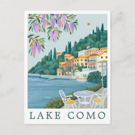 Lake Como Italy Travel Illustration Postkarte