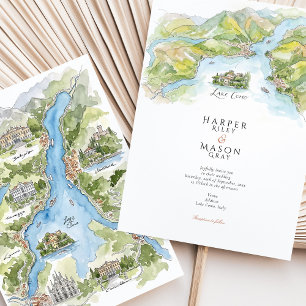 Lake Como   Lago di Como Hochzeit Einladung