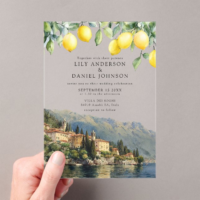 Lake Como Lemons Italian Wedding Acryleinladungen (Insitu (Handheld))
