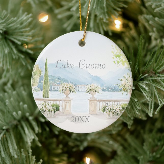 Lake Cuomo Dated Keramik Ornament (Baum)